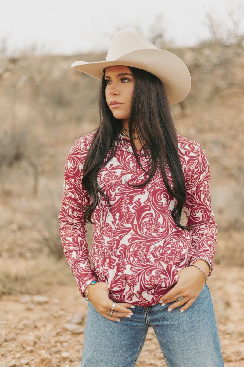 Tailgate Party Pullover in Maroon/White