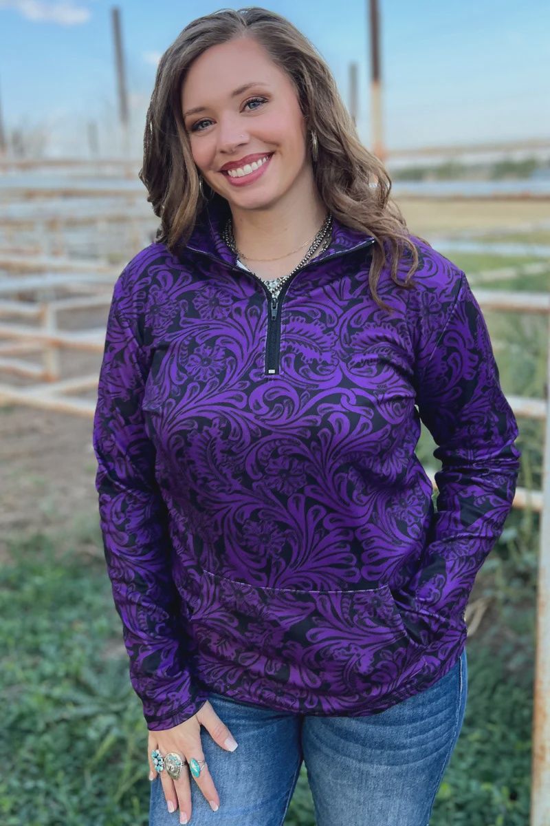 Tailgate Party Pullover in Purple/Black