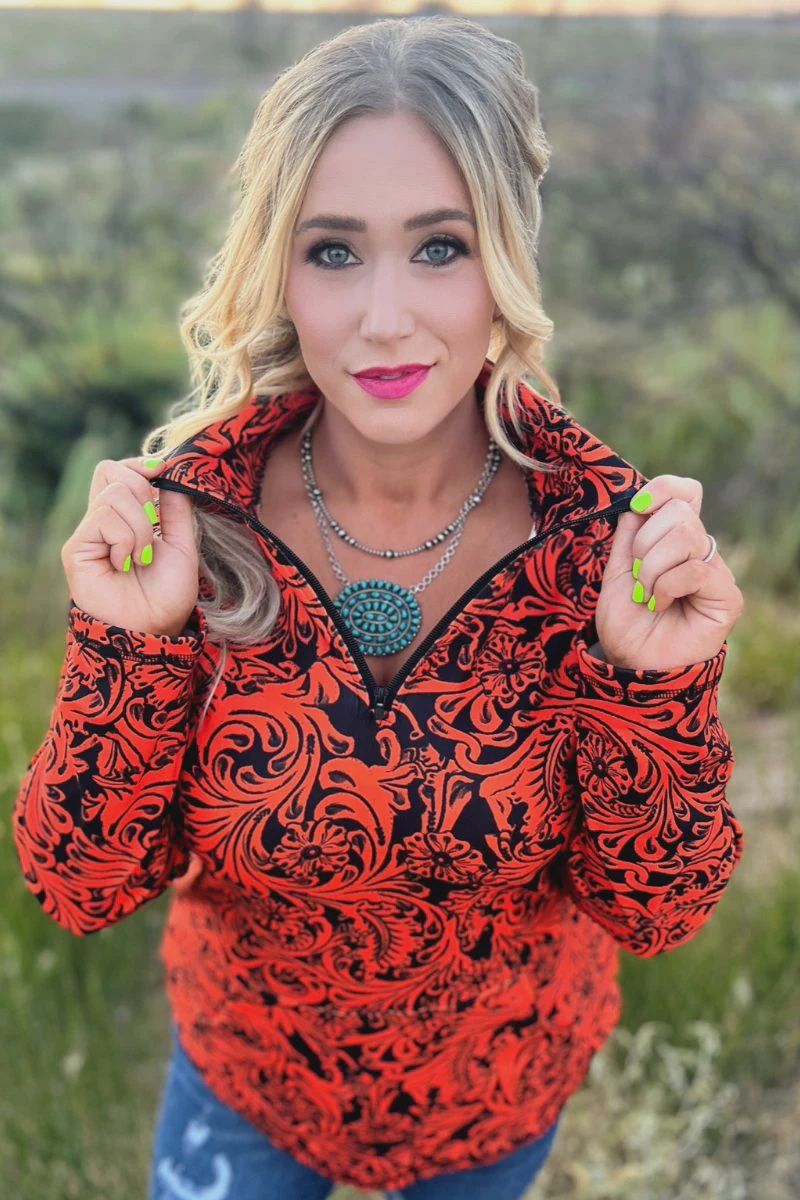 Tailgate Party Pullover in Orange and Black