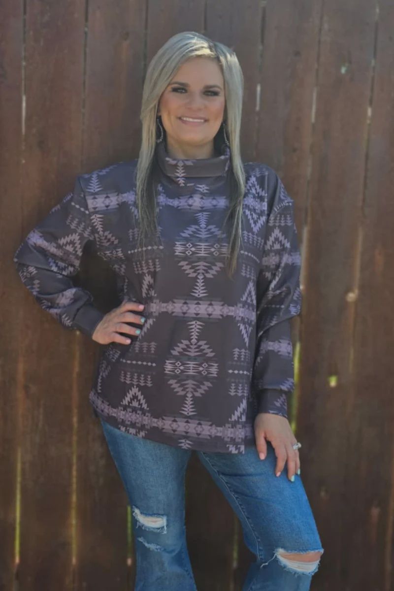 Berlin Aztec Mock Turtle Neck Pullover
