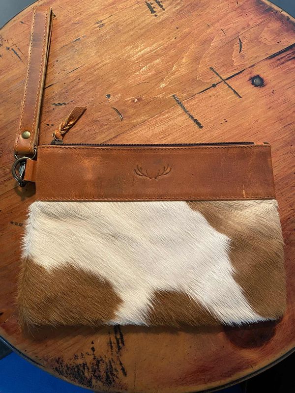 Hair on Cowhide Wristlet in Brown
