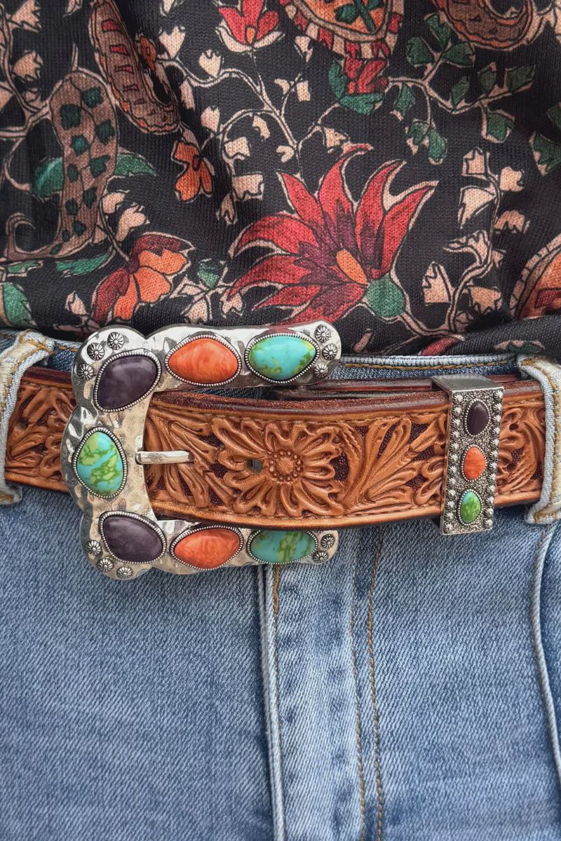 Buckle Up Belt Buckle - Multi-colored stones