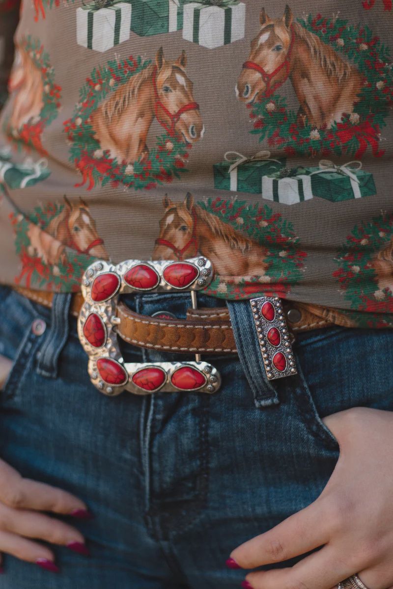 Buckle Up Belt Buckle in Red