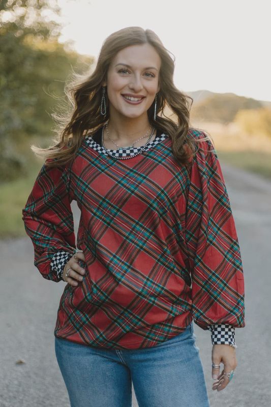 Merry &amp; Checked Top