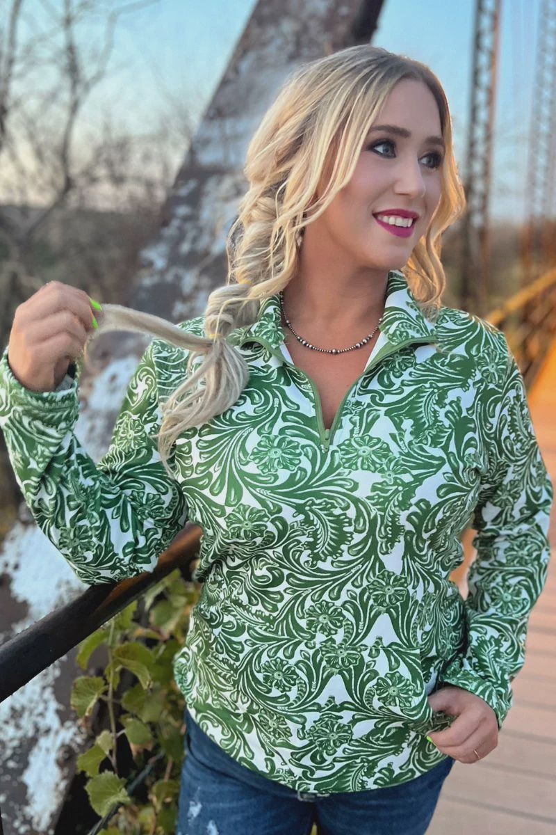 Tailgate Party Pullover in Green and White