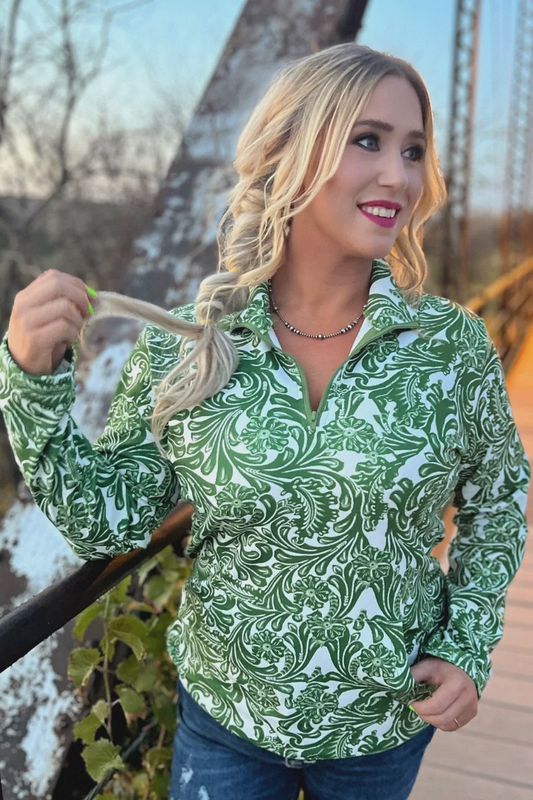 Tailgate Party Pullover in Green and White