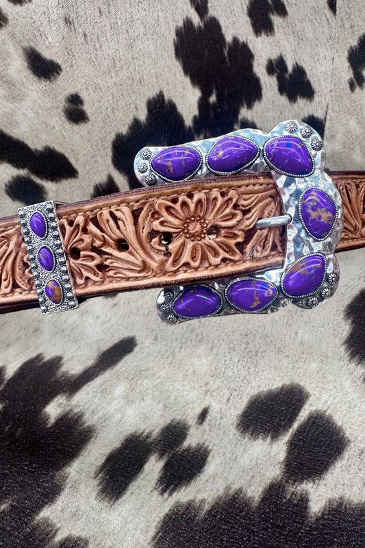 Buckle Up Belt Buckle with Purple Stones