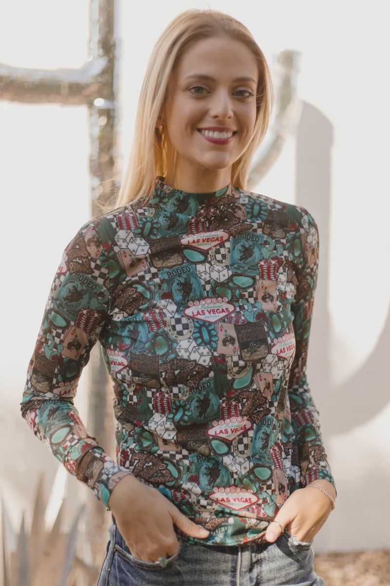 Viva Las Cowgirl Mesh Top