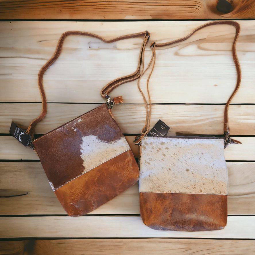 Genuine Cowhide Large Crossbody Bag in Saddle Brown
