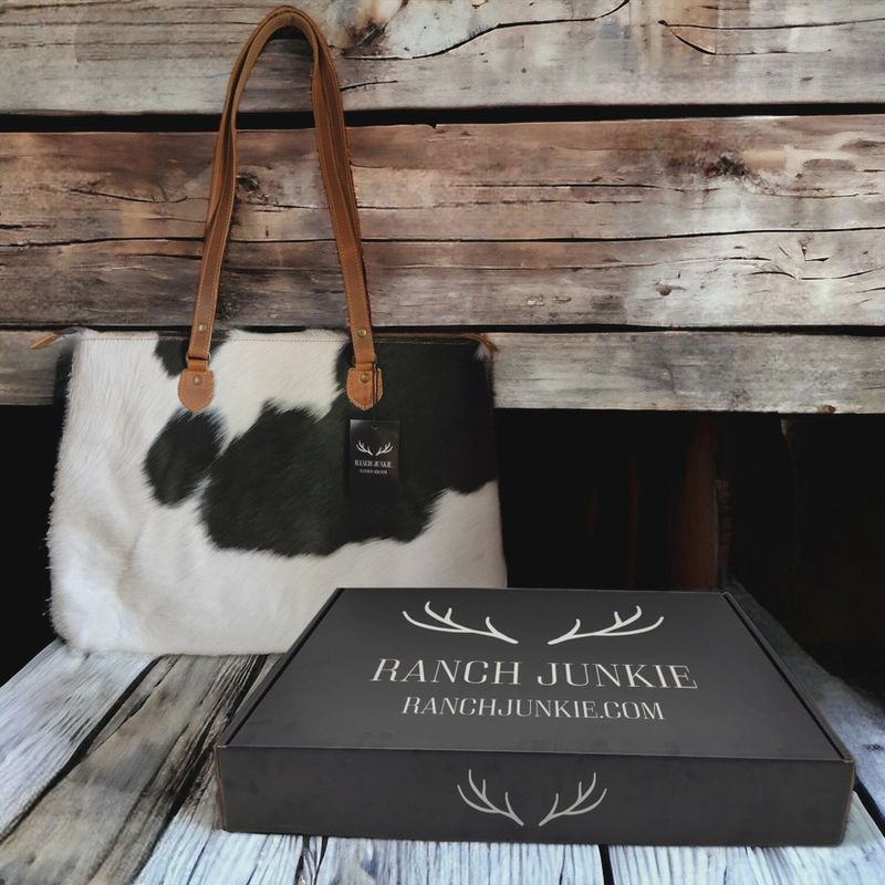 Large Cowhide Tote (Black &amp; White or Brown &amp; White)