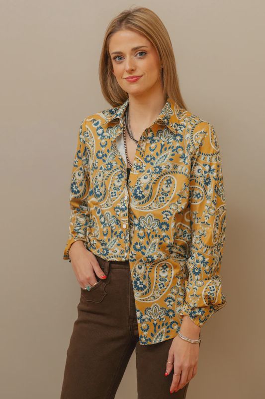Bandana Honey Button Up Shirt