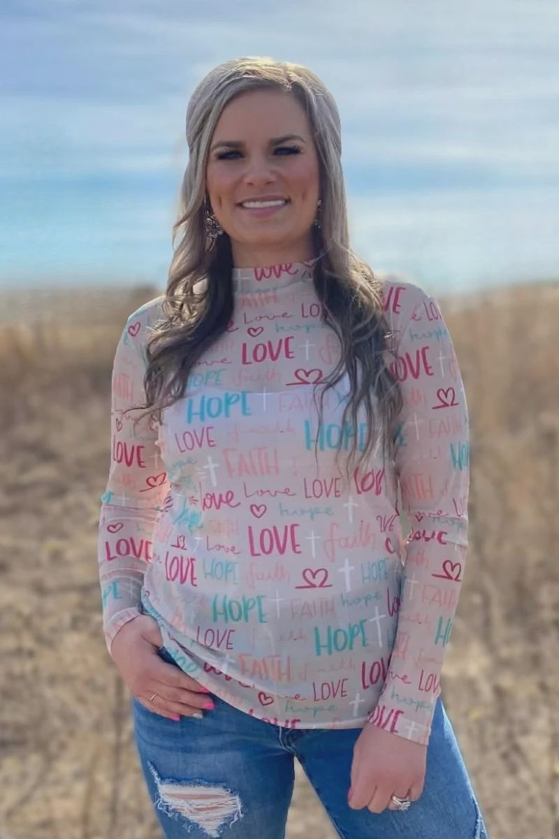 Faith, Hope &amp; Love Mesh Top