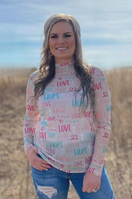 Faith, Hope &amp; Love Mesh Top