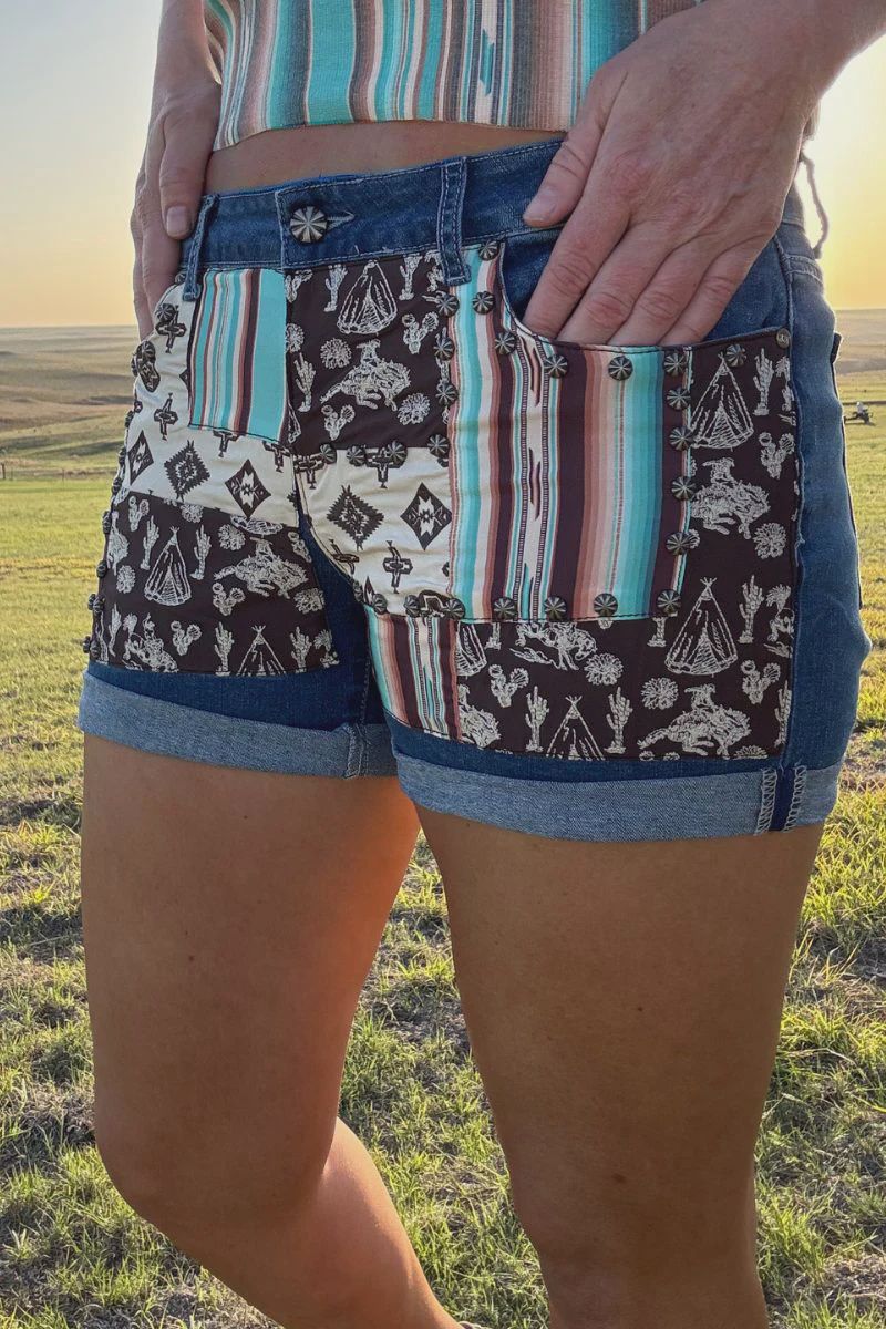 Western Patched Up Shorts - two lengths