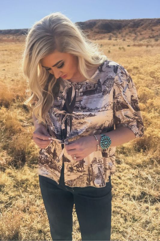 Life On The Ranch Tie Top