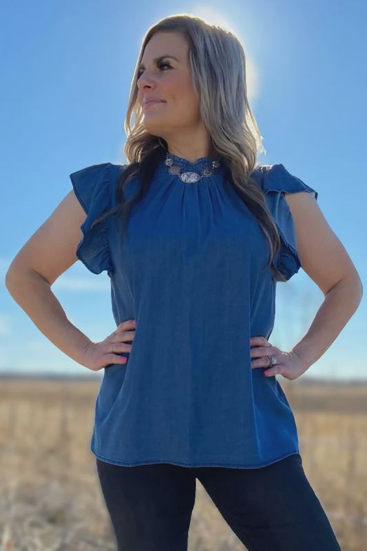 Babydoll Dark Denim Top