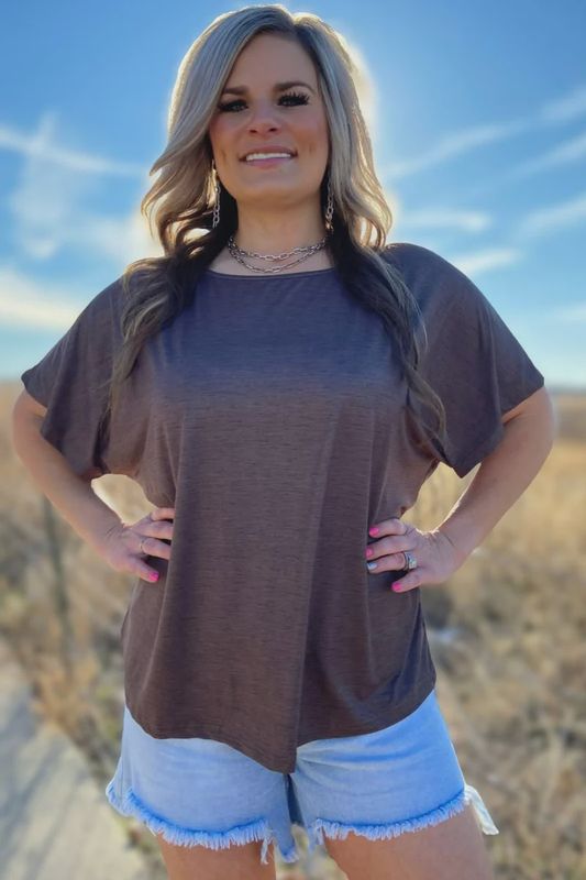 Fishin In The Dark Heathered Brown Top