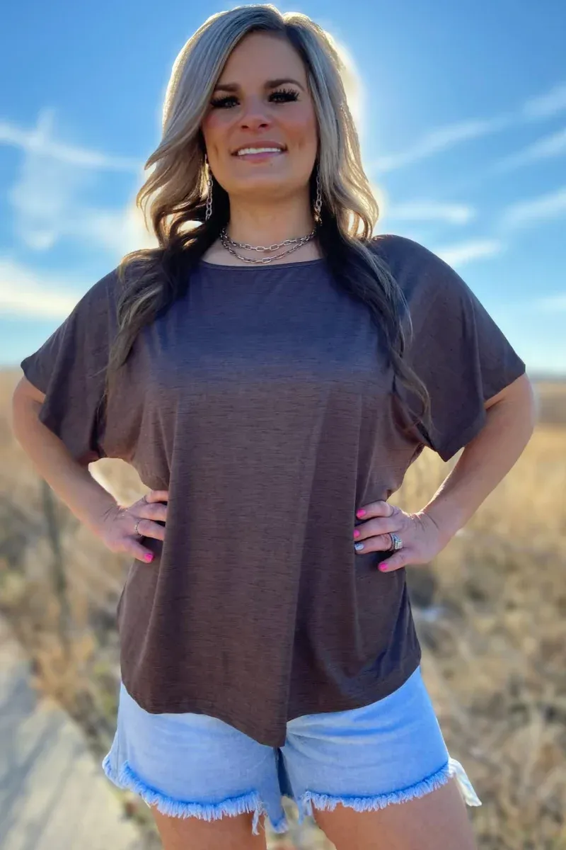 Fishin In The Dark Heathered Brown Top