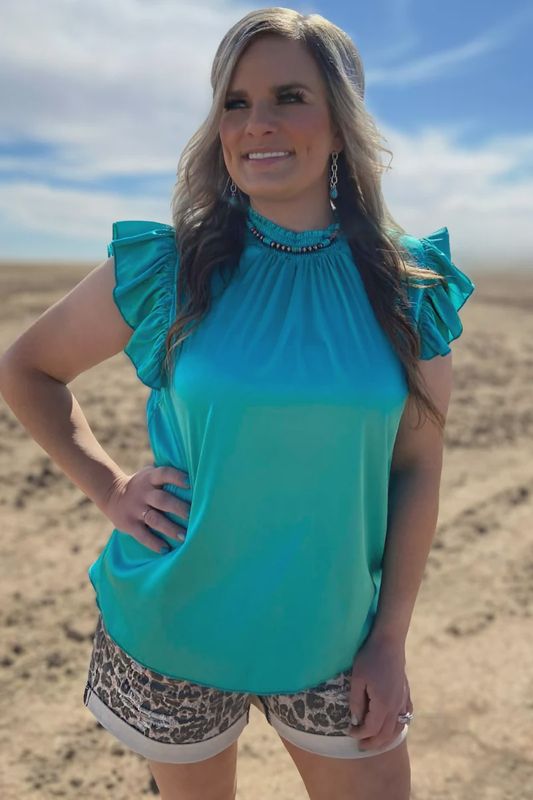 Babydoll Top In Turquoise