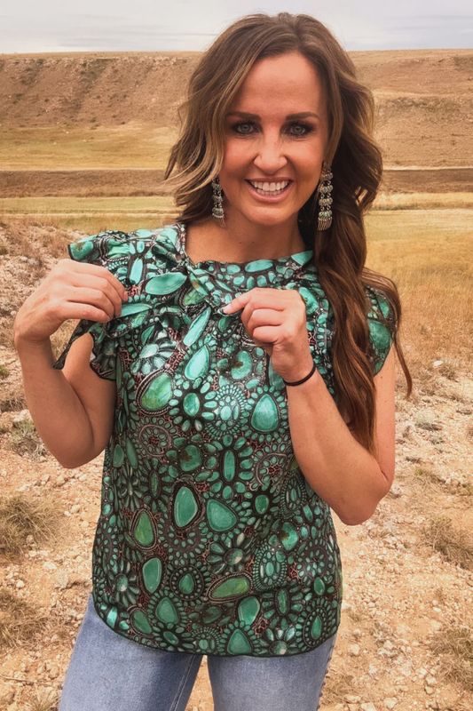 Wild Charm Turquoise Top