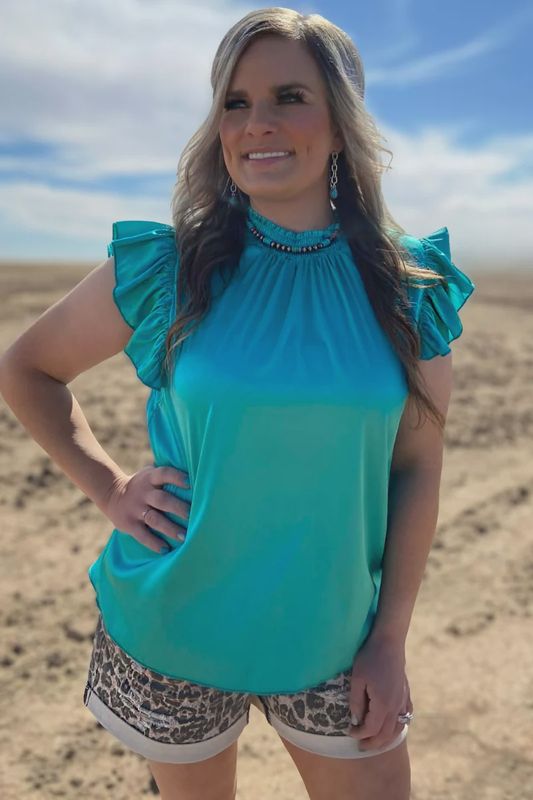 Babydoll Top In Turquoise