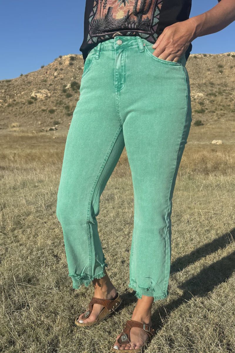 Outlaw Crop Jeans (Turquoise)