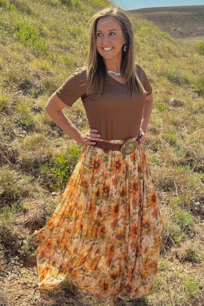 Golden Sunflower Maxi Skirt