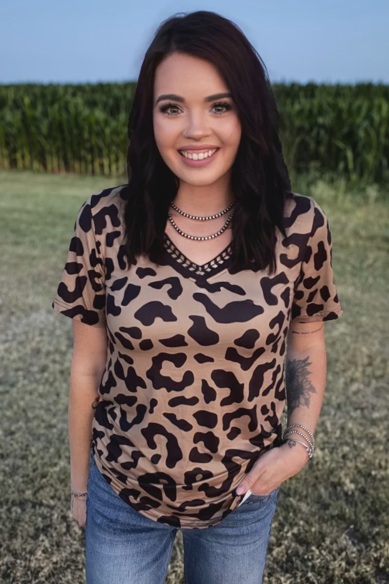 Buckstitch Leopard Top