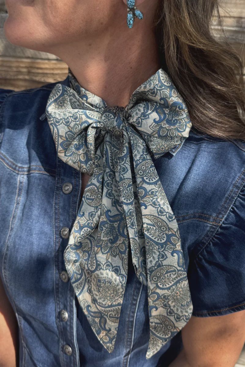 Dusty Denim Paisley Latigo