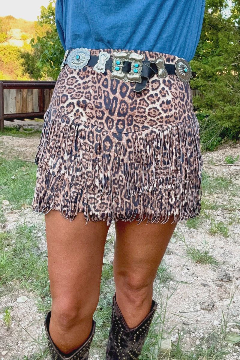 Fort Worth Fringe Skirt - Leopard