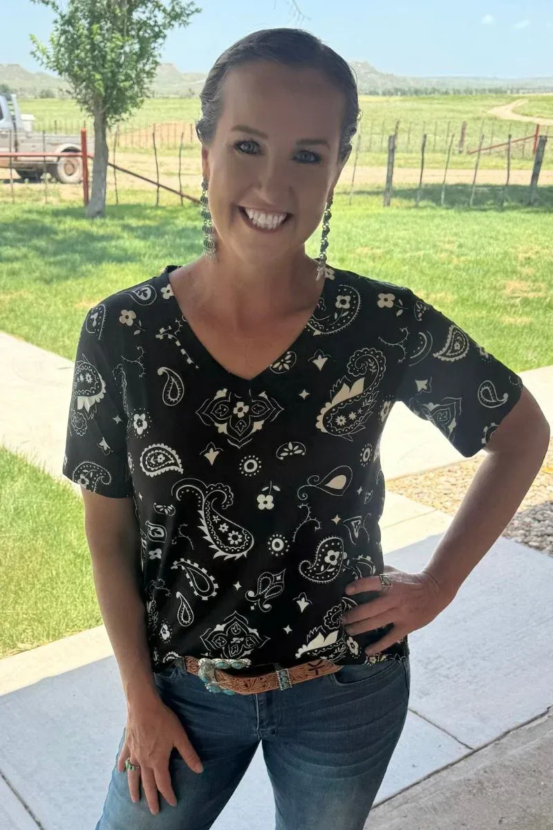 Bandana Babe V Neck Top