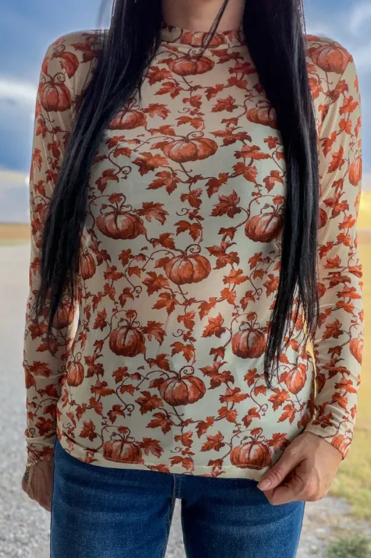Pumpkins &amp; Petals Mesh Top