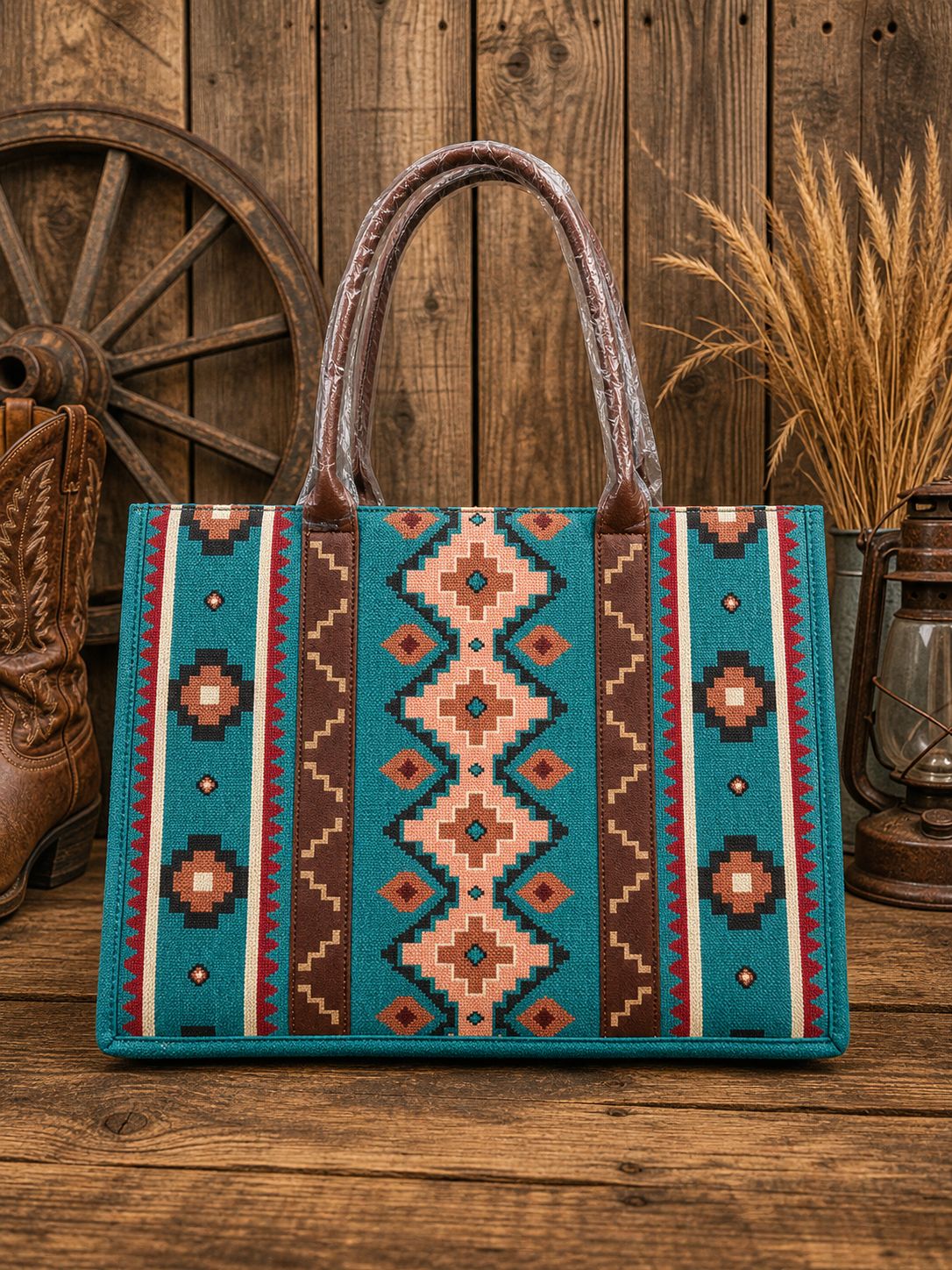 Wrangler  Southwestern Canvas Wide Tote