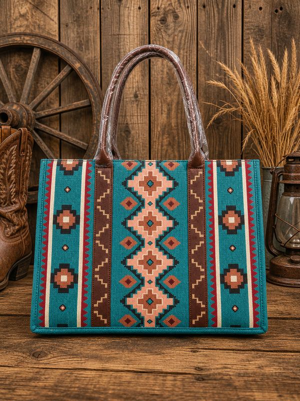 Wrangler  Southwestern Canvas Wide Tote
