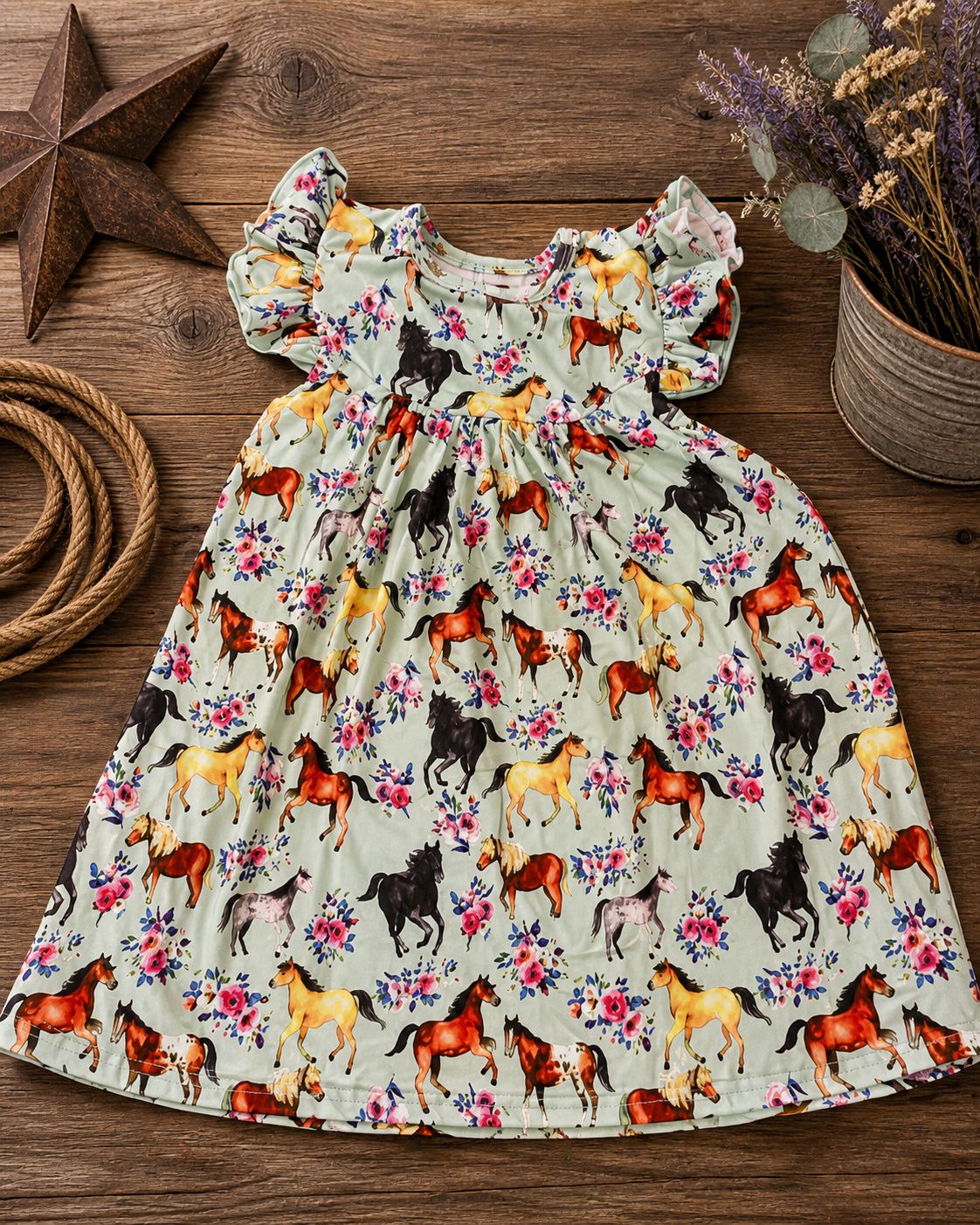 Little Girls Dress with Horses