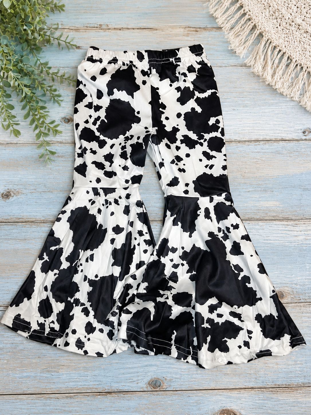Lil' Cowgirl Cow Print Bell Bottom Pants – 2–3Y