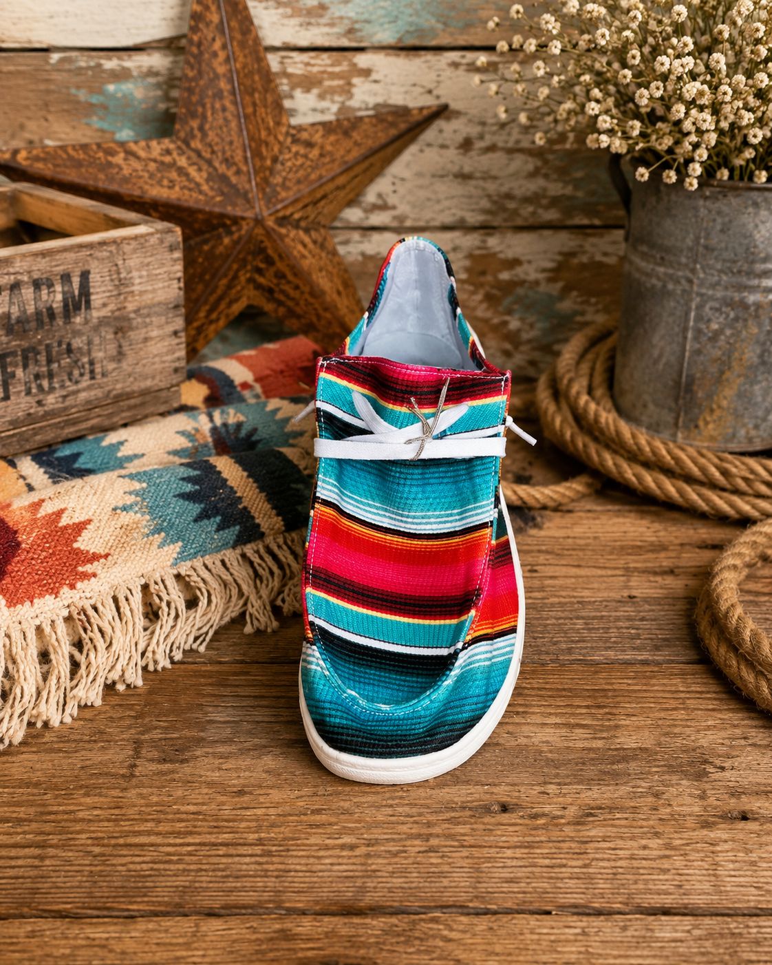 Women's Southwestern Serape Stripe Sneakers – Size 9.5