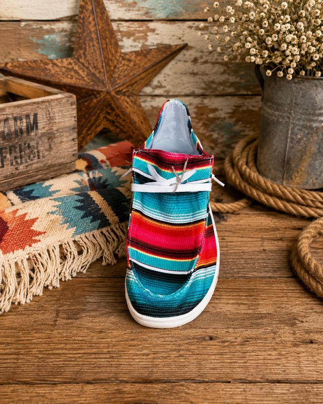 Women's Southwestern Serape Stripe Sneakers – Size 9.5