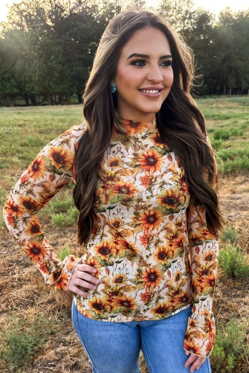 Sunflower Shine Mesh Top