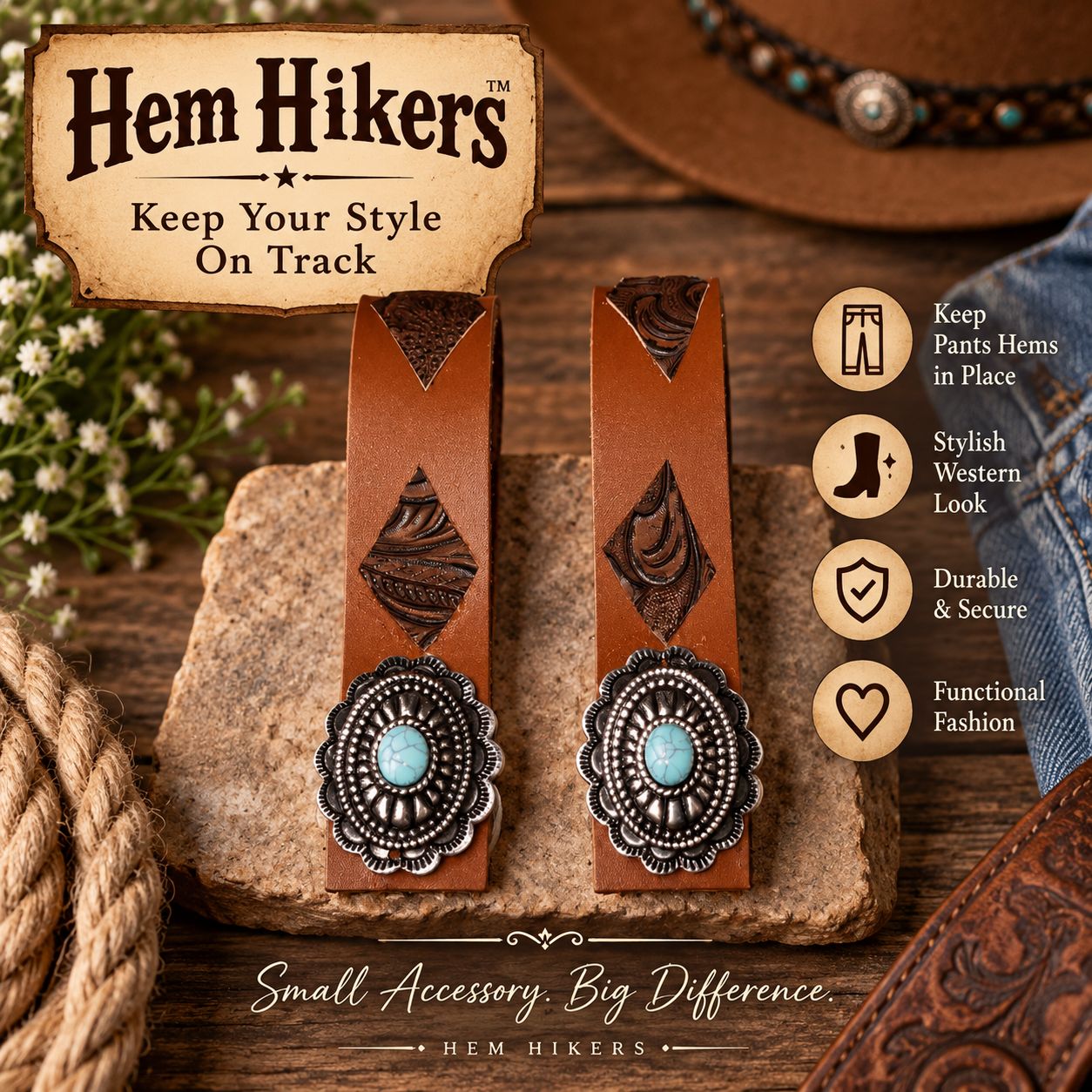 Hem Hiker - -Turquoise Concho