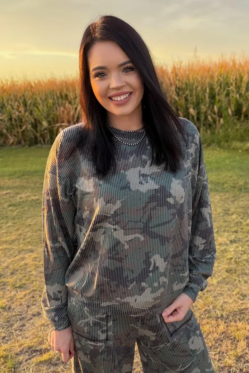 Canyon Camo Sweater Top