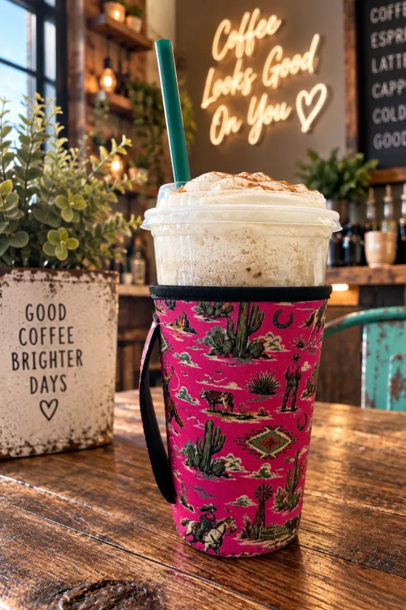 Pink Rock Rodeo Coffee Koozie