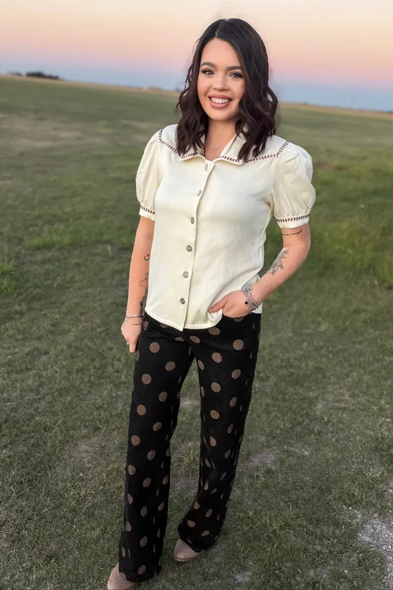 Buckstitch Charm Button Up Top