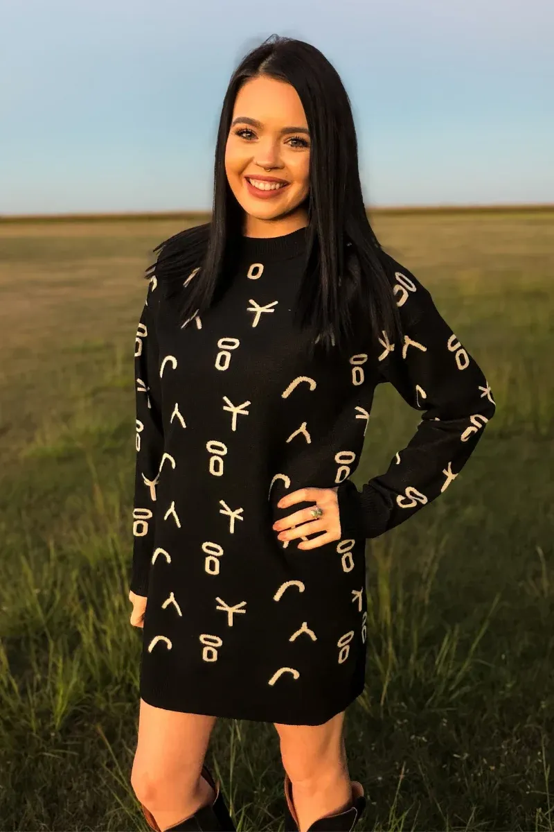 Ranch Stamped Sweater Dress