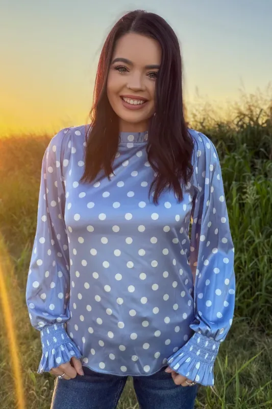 Sunday at the Ranch Top - Denim Dot