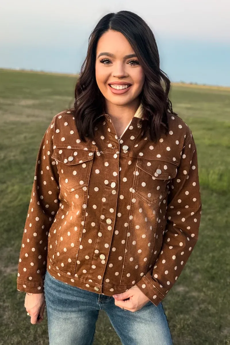 Mocha Dot Denim Jacket