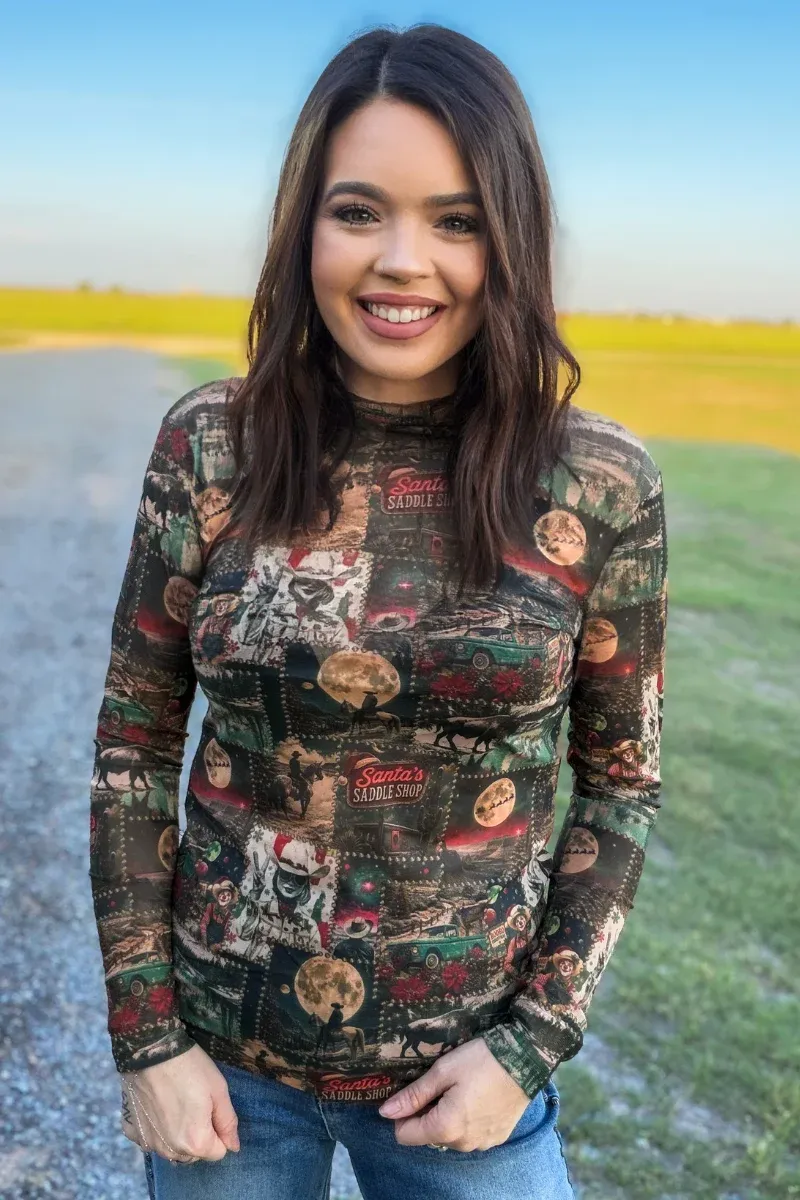 Santa's Saddle Shop Mesh Top