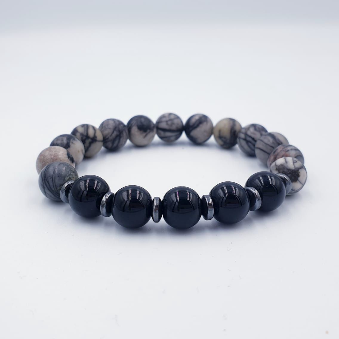 Black Webbed Picasso Jasper &amp; Onyx 10mm