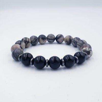 Black Webbed Picasso Jasper &amp; Onyx 10mm