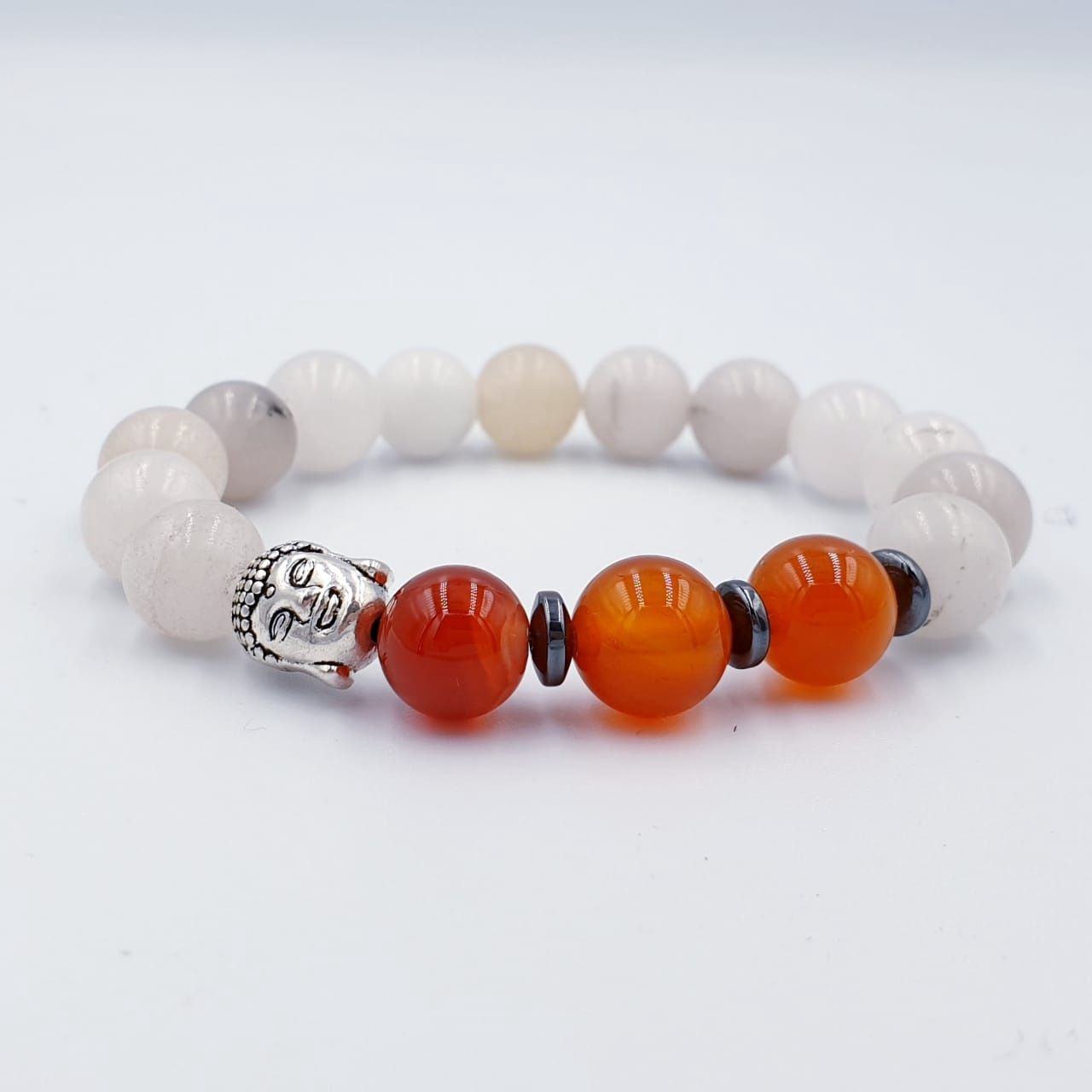 Moonstone and Carnelian 10mm Buddha